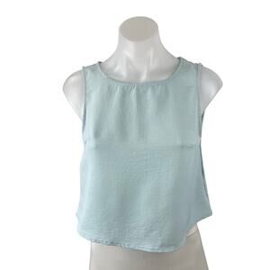 Roylamp Women's Light Blue Sleeveless Round Neck Boxy Cami Tank Crop Top Size XS